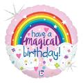 Betallic 18 in. Magical Rainbow Birthday Holo Flat Foil Balloon, 5PK 91873